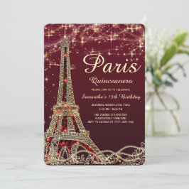 Paris Eiffeltornet Quinceanera Inbjudan
