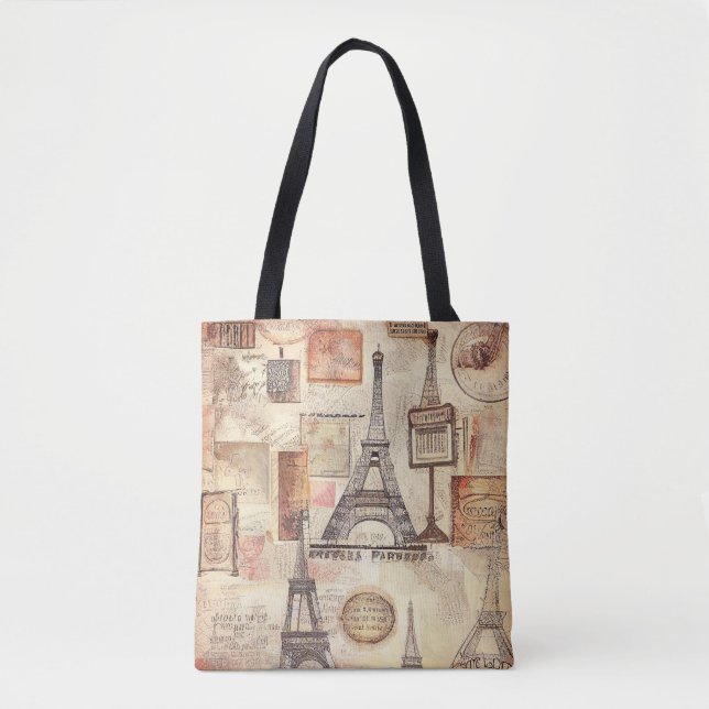 Paris Eiffeltornet Retro Vintage Tygkasse (Framsida)