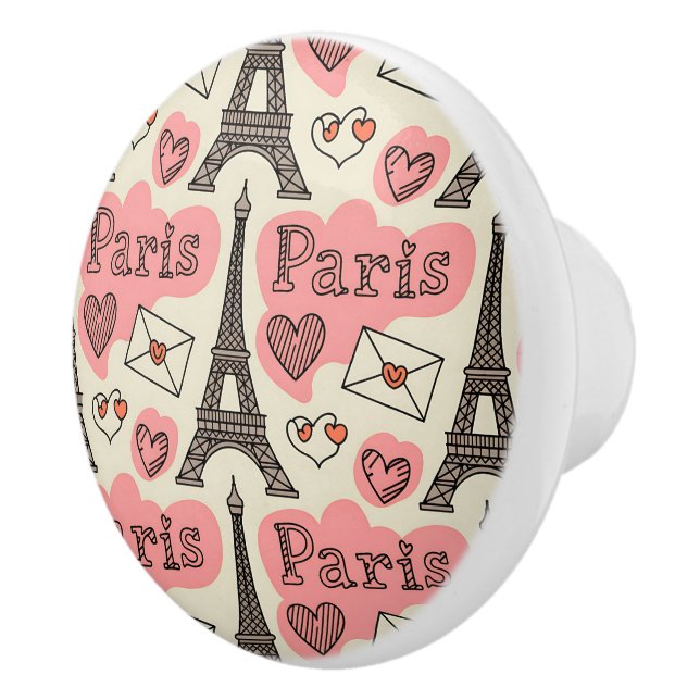 Paris Eiffeltornet Romantiska Hjärtan Accent Knopp (Höger)