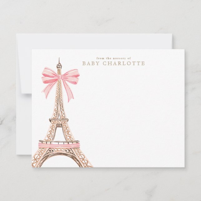 Paris Eiffeltornet Rosa Babykort Inbjudningar (Framsida)
