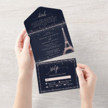 Paris Eiffeltornet Roséguld Glitter Bröllop Allt I