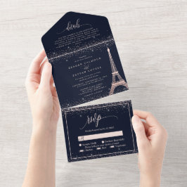 Paris Eiffeltornet Roséguld Glitter Bröllop Allt I