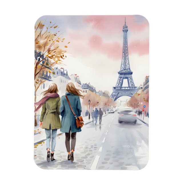 Paris Eiffeltornet Vattenfärg Väggkonst Magnet (Vertikal)