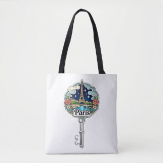 Paris Eiffeltornet Vintage Nyckel Souvenir Toteväs Tygkasse