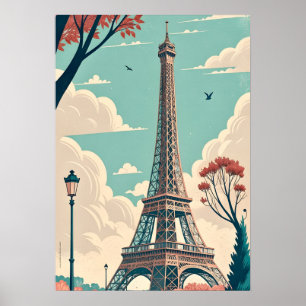 Paris Eiffeltornet Vintage Resemålning Väggkonst