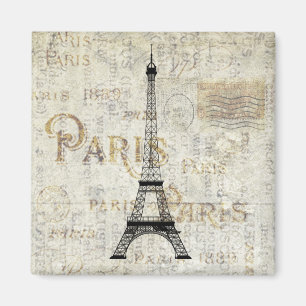 Paris Eiffeltornet Vintage vykort Magnet