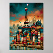 Paris Eiffeltornet Whimsical stadsbild