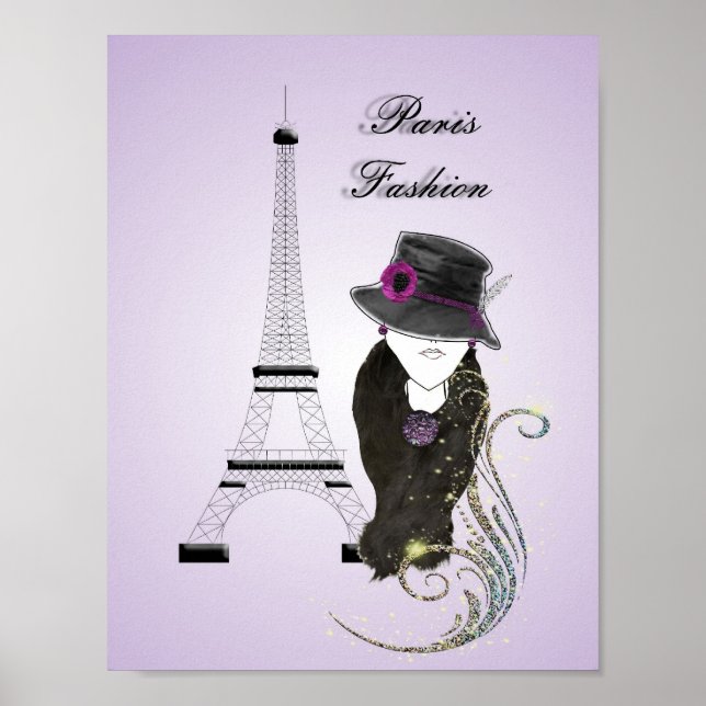 Paris Eiföll Torn Mode Dam Art Poster Skriv ut (Framsidan)