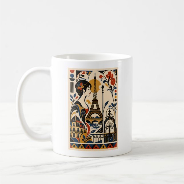 Paris Elegance – Geometric Art Mug Kaffemugg (Vänster)