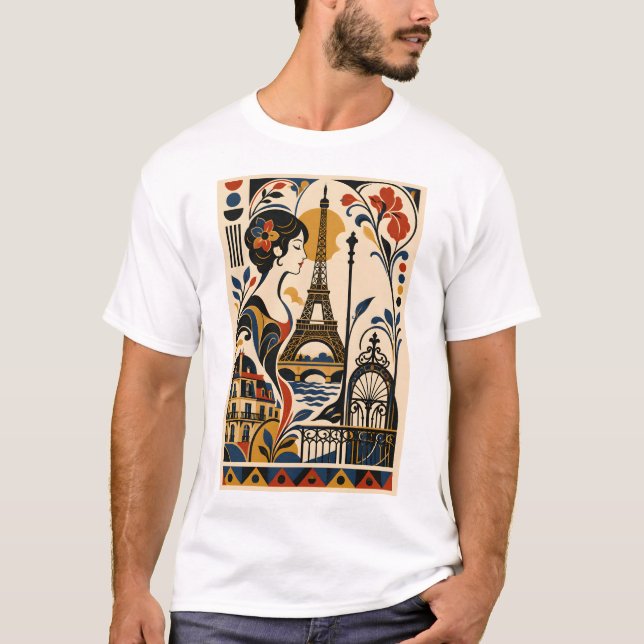 Paris Elegance – Geometric Art T-Shirt (Framsida)