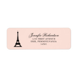 Paris Elegance  Rosa med Eiffel Torn Returadress Etikett