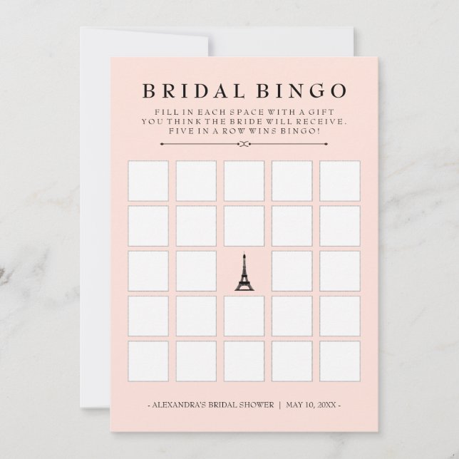 Paris Elegans Bröllop Bingo Bröllopsfestlek (Framsida)
