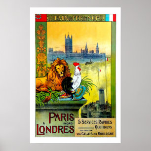 Paris en Londres, Chemin de Fer du Nord, reser Poster