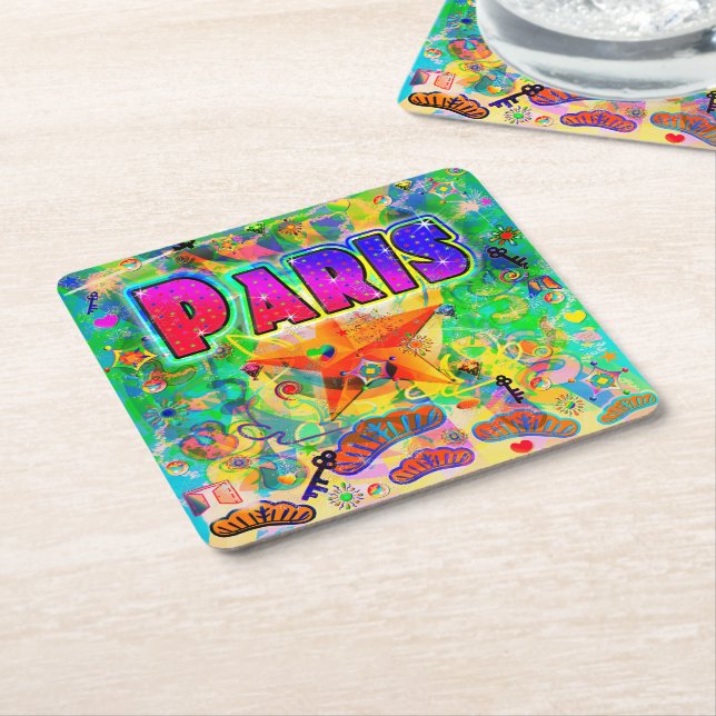 Paris Epok Timmars Klocka coaster Underlägg Papper Kvadrat (Vinklad)