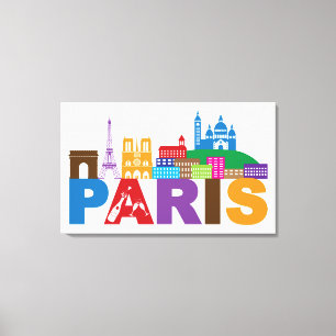 Paris färgrik typografi för frankriken canvastryck