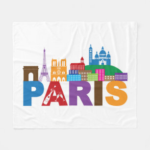 Paris färgrik typografi för frankriken fleecefilt