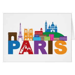 Paris färgrik typografi för frankriken hälsningskort