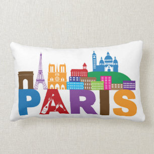 Paris färgrik typografi för frankriken lumbarkudde