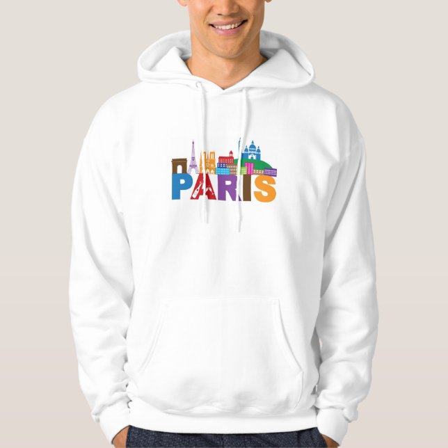 Paris färgrik typografi för frankriken | sweatshirt med luva (Framsida)