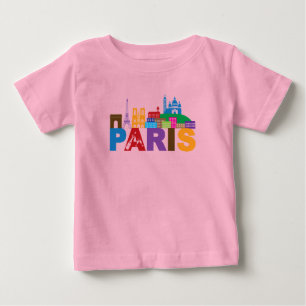 Paris färgrik typografi för frankriken tee shirt