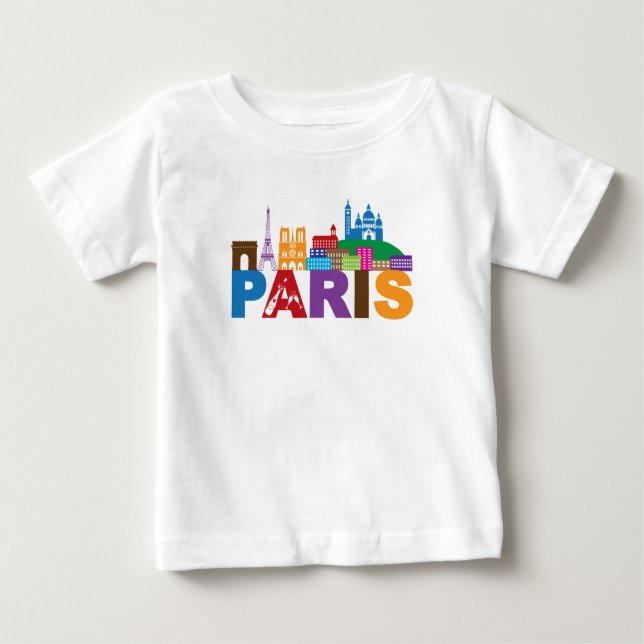 Paris färgrik typografi för frankriken | tee shirt (Framsida)