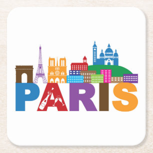 Paris färgrik typografi för frankriken underlägg papper kvadrat