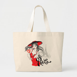 Paris Fashionable Woman Illustration Jumbo Tygkasse