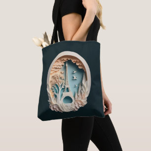 Paris Faux Papercut Stil Shoulder Tote Tygkasse