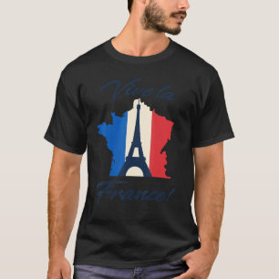 Paris Flagga Eiffel Torn Fransk Souvenir Vive La F T Shirt