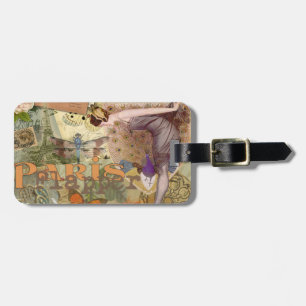 Paris Flapper Art Deco Påfågel Vintage Bagagebricka