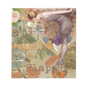Paris Flapper Art Deco Peacock Vintage Anteckningsblock