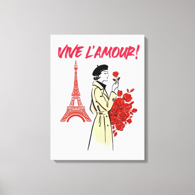 Paris flicka estetik – Romantisk Eiffeltorn Design Canvastryck (Framsida)