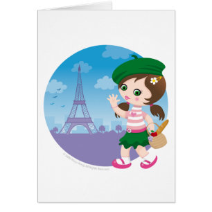 Paris flicka hälsningskort