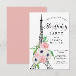 Paris Födelsedagsfest inbjudan kort Eiffel Torn