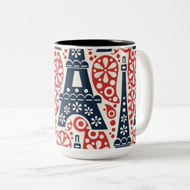 Paris Folk Floral tvåtons mugg (Framsida höger)