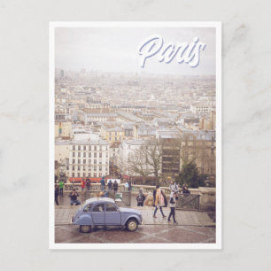 Paris från Sacre Coeur Church Lila Car Photo Vykort