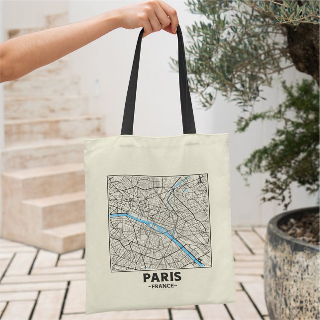 Paris, France, City Map Tote Bag Tygkasse (Skapare uppladdad)