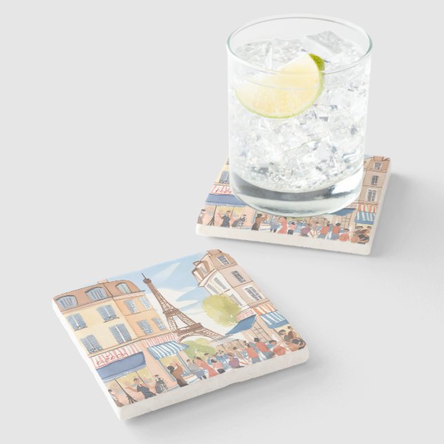 Paris France Eiffel Tower Watercolor Stenunderlägg (Sidan)