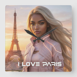 PARIS - FRANCE FYRKANTIG KLOCKA