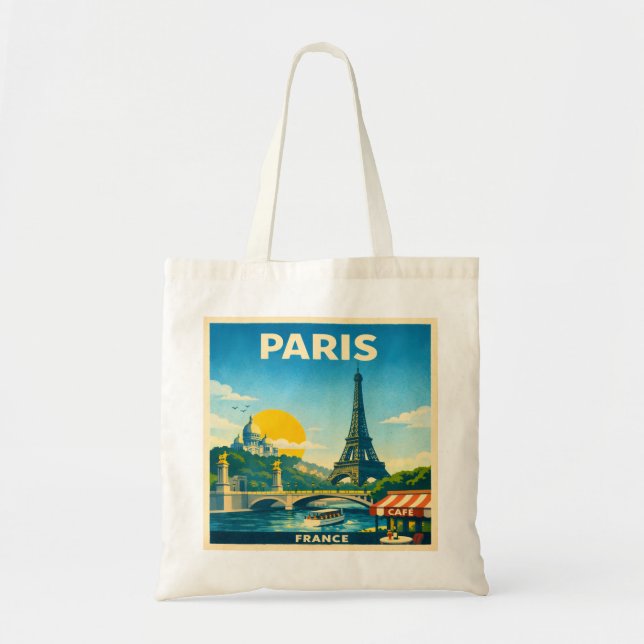 Paris France retro Travel Poster Tygkasse (Framsidan)