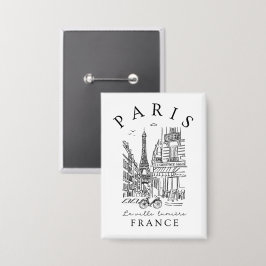 Paris France –  Sketch with Eiffel Tower & Café Knapp