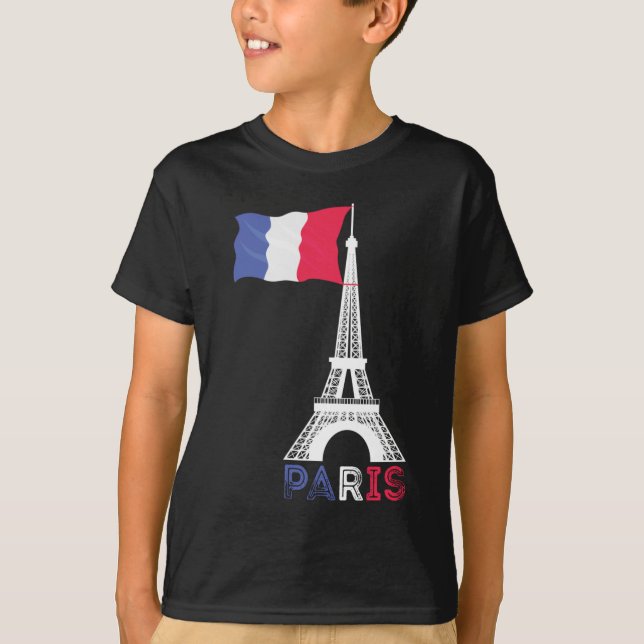 Paris France Theme Love Eiffel Tower T Shirt (Framsida)
