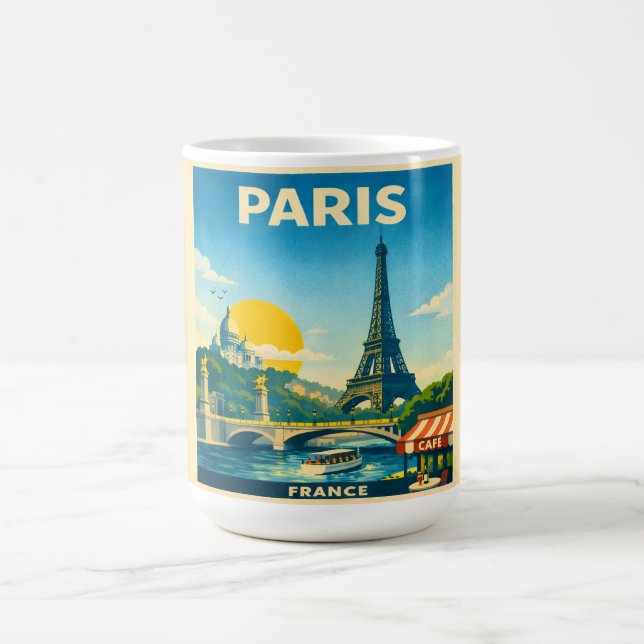 Paris France Vintage Travel Poster Mug Kaffemugg (Center)