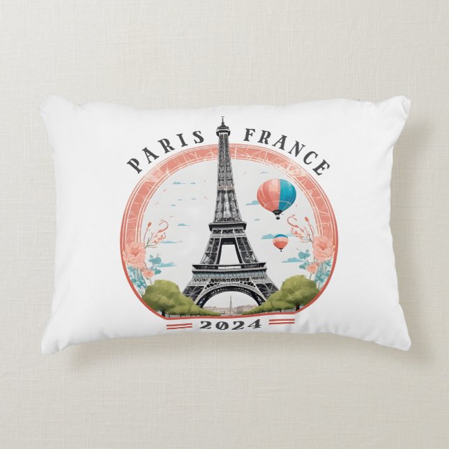 Paris Frankrike 2024 Accent Pillows, Eiffel Torn Prydnadskudde (Framsidan)