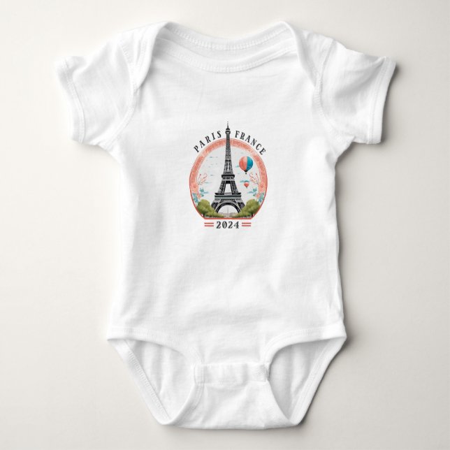 Paris Frankrike 2024 Baby Bodydräkt, Paris Frankri T Shirt (Framsida)