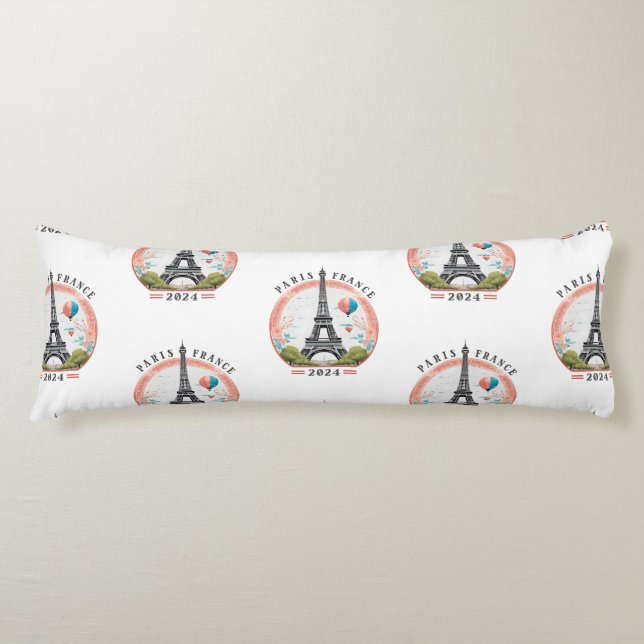 Paris Frankrike 2024 Body Pillows, Eiffel Torn Kroppskudde (Framsidan)