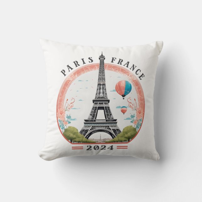 Paris Frankrike 2024 Dekorativ kudde, Eiffel Torn Kudde (Framsida)