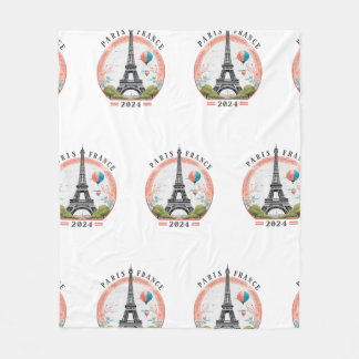 Paris Frankrike 2024 Fleece Blankets, Eiffel Torn