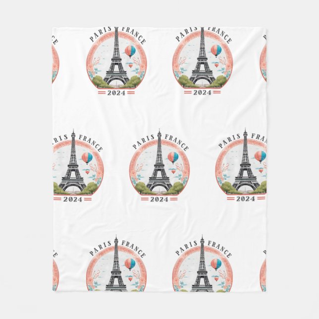 Paris Frankrike 2024 Fleece Blankets, Eiffel Torn (Framsidan)