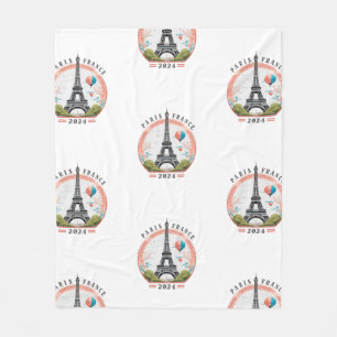 Paris Frankrike 2024 Fleece Blankets, Eiffel Torn